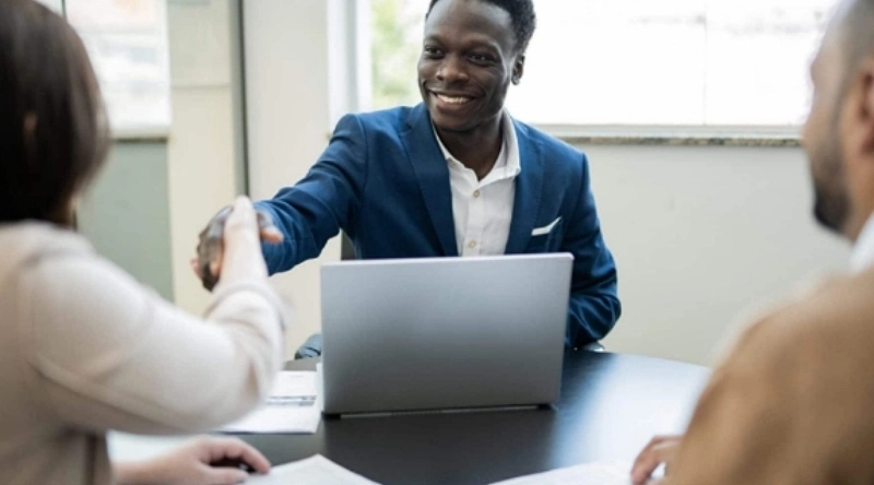 Happy customer buying a fleet of vehicle
